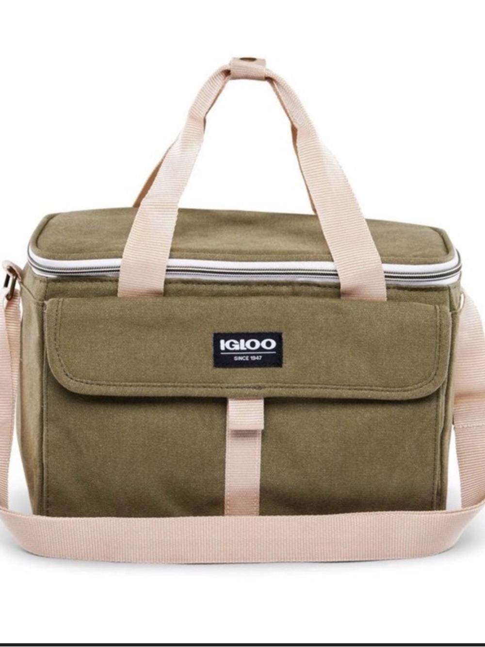Igloo Olive Canvas Lunch / Cooler Bag with Beige Straps